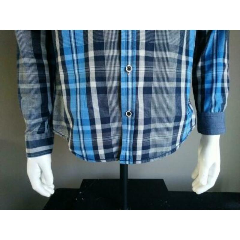 Jack and Jones overhemd. Blauw Wit geruit motief. Maat S