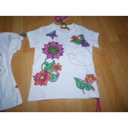 2 Mooie witte t-shirten van Paglie, maat 110/116 NIEUW!