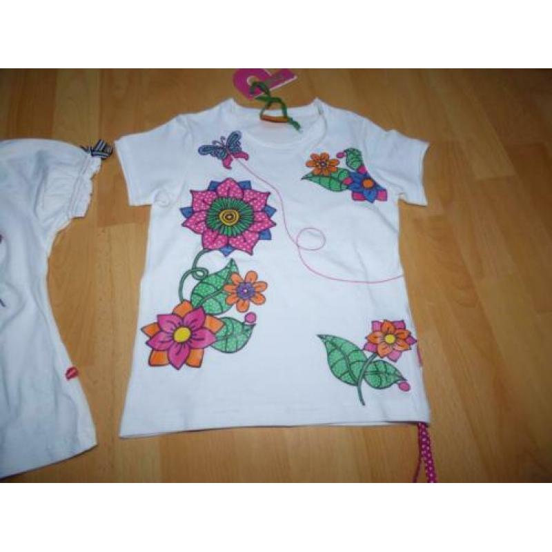 2 Mooie witte t-shirten van Paglie, maat 110/116 NIEUW!