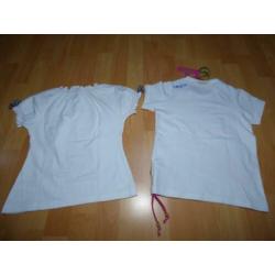 2 Mooie witte t-shirten van Paglie, maat 110/116 NIEUW!