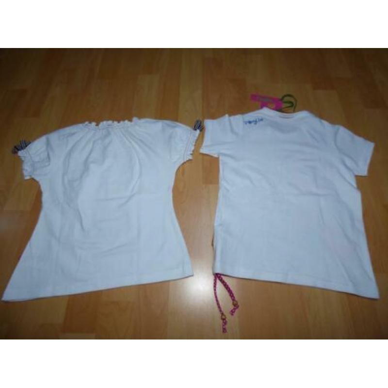 2 Mooie witte t-shirten van Paglie, maat 110/116 NIEUW!