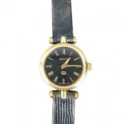 Gucci Horloge Vintage 2000m 18k Goud Verguld Unisex Leer