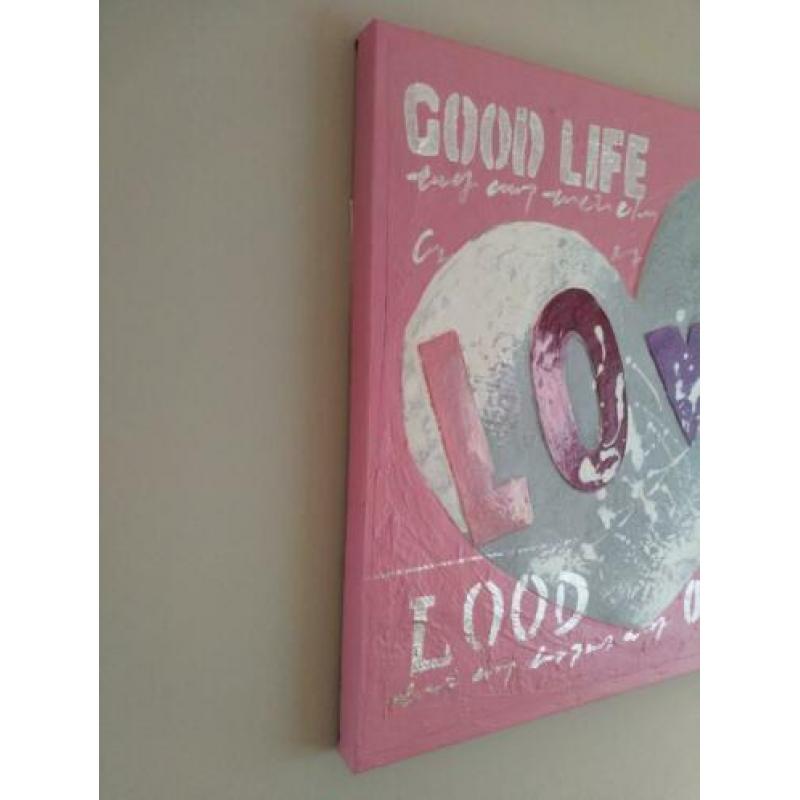 Schilderij roze LOVE