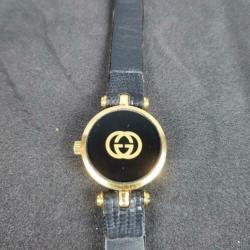 Gucci Horloge Vintage 2000m 18k Goud Verguld Unisex Leer