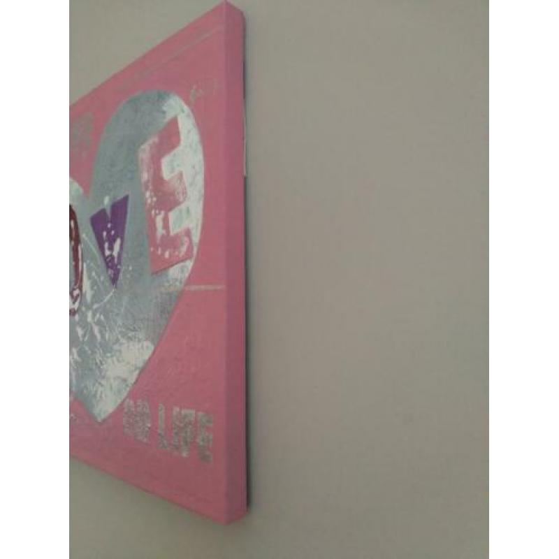 Schilderij roze LOVE