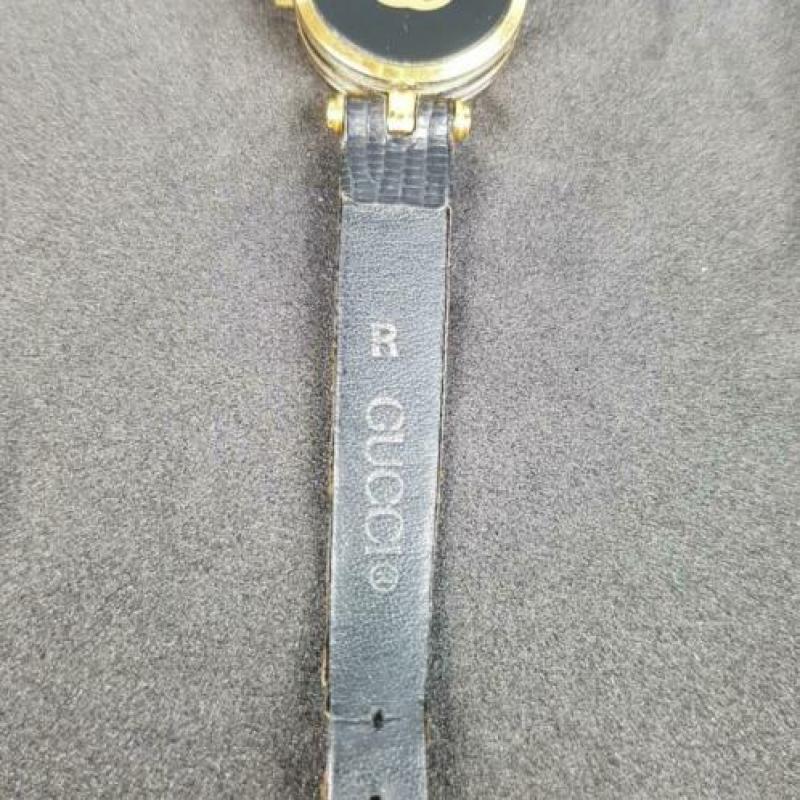 Gucci Horloge Vintage 2000m 18k Goud Verguld Unisex Leer