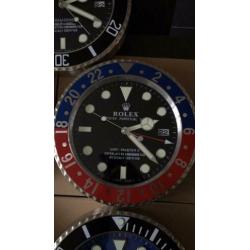 Rolex wandklokken 34 cm. Daytona,Pepsi,Batman enz