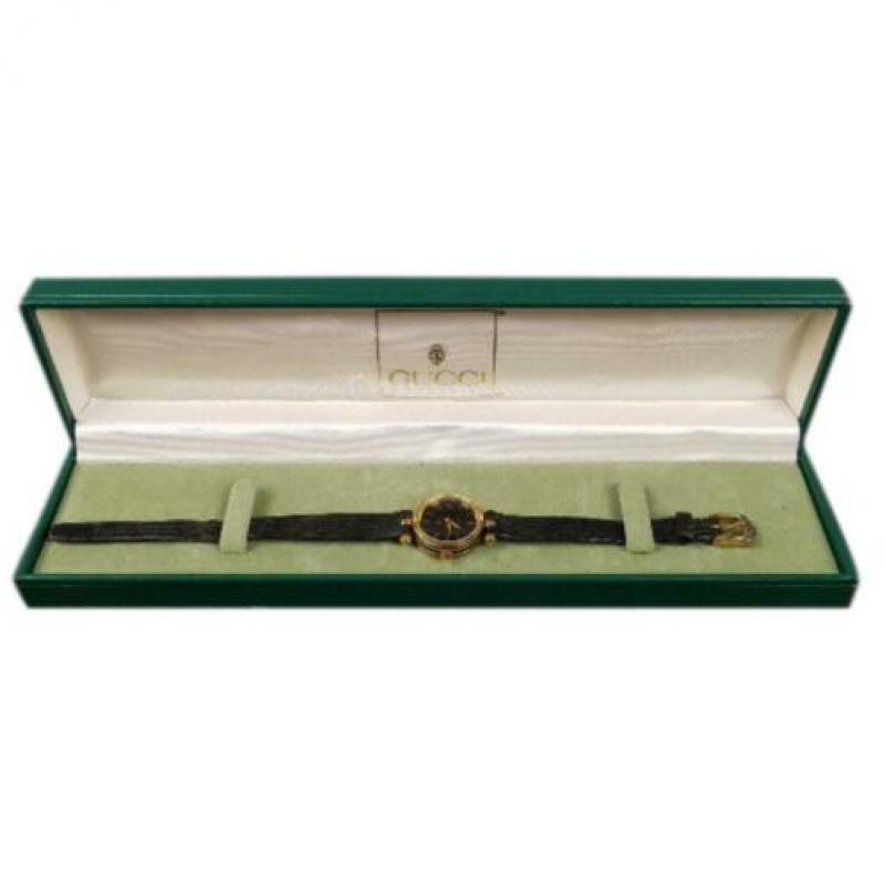 Gucci Horloge Vintage 2000m 18k Goud Verguld Unisex Leer