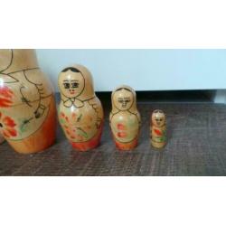 Houten babushka poppetjes, authentiek USSR!