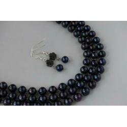 PAREL(zoetwaterparel) ketting/oorhanger-set
