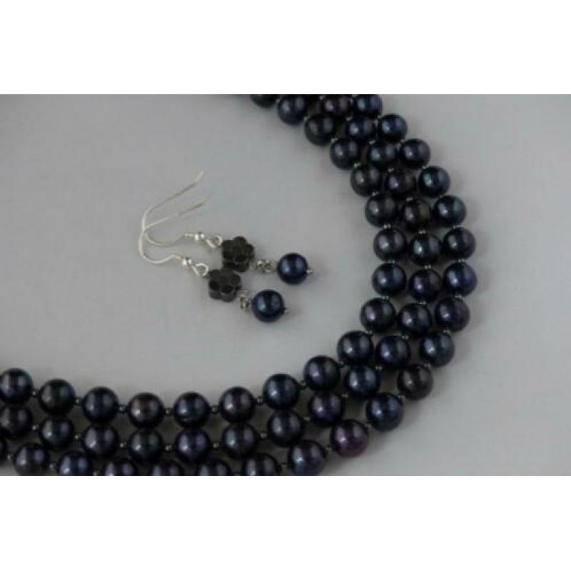 PAREL(zoetwaterparel) ketting/oorhanger-set