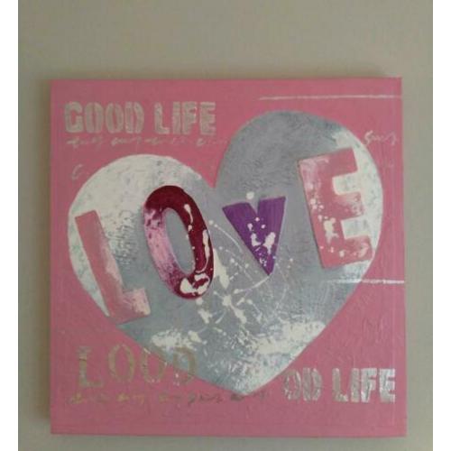 Schilderij roze LOVE