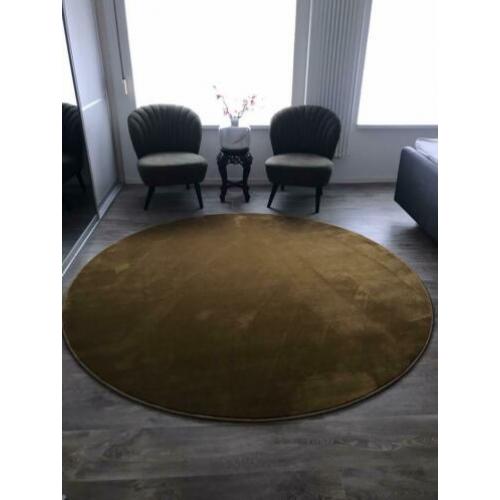 Supermooie rond karpet, kerriegeel 210 cm