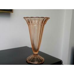 Grote Art deco vaas Boheems peach/orange