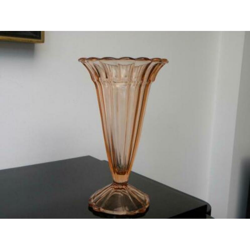 Grote Art deco vaas Boheems peach/orange