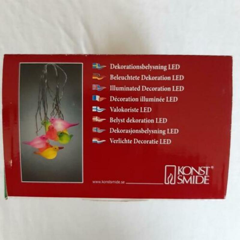 Snoerverlichting- 8 lamps LED multicolor vogels, Konstsmide