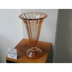 Grote Art deco vaas Boheems peach/orange
