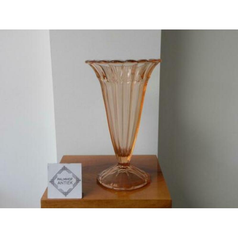 Grote Art deco vaas Boheems peach/orange