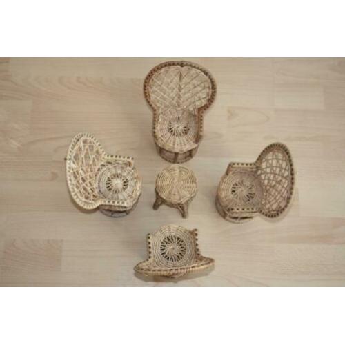 Barbie Fleur Rieten Pauwenstoelen poppenbankstel (F5 )