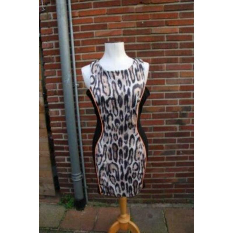 Jurk zwart leopard Jane Norman London mt 14