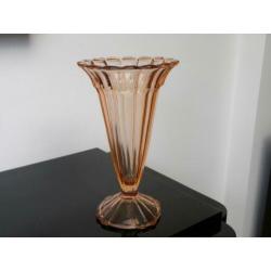 Grote Art deco vaas Boheems peach/orange