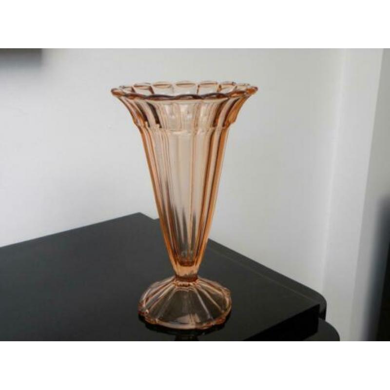 Grote Art deco vaas Boheems peach/orange