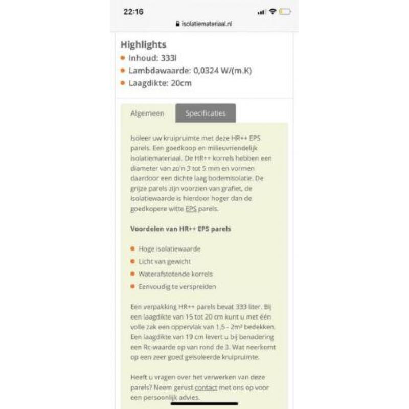EPS isolatie parels, EPS korrels HR++