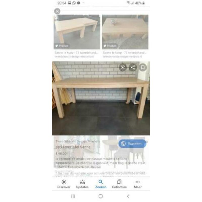 Hele set. Vitrine kast. Eet tafel. Lade kast en dressoir.