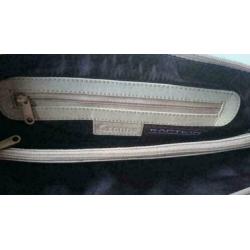 B185: Czanne kunst leder schoudertas roomwit- 31 x 22 cm Ta