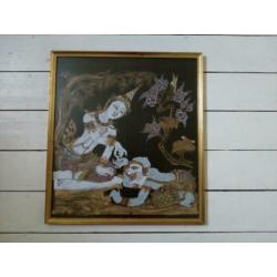 Vintage schilderij.Boeddha.Batik/gemengde techniek