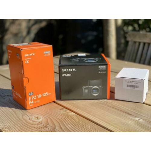 Sony A6400 + 16-50 mm + 18-105 mm + extra verzekering
