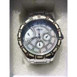 Guess horloge groot zilver wit