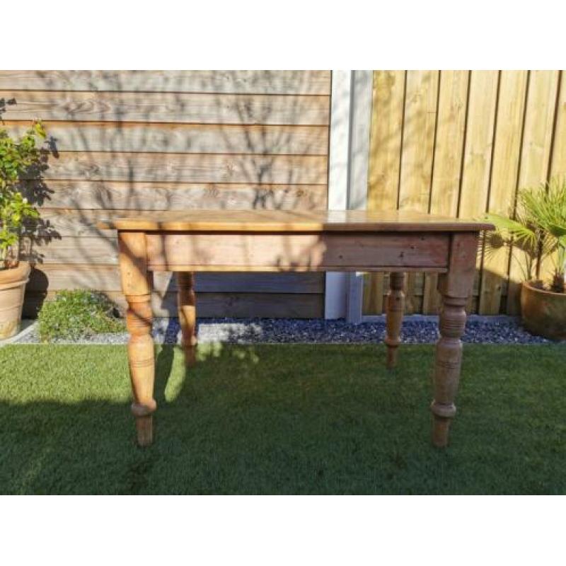 Antieke Engelse grenen houten eettafel 120 x 80 x 78
