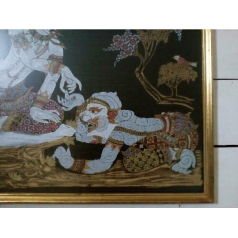 Vintage schilderij.Boeddha.Batik/gemengde techniek