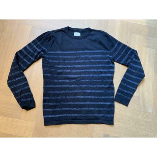 Donkerblauwe streepjes trui van selected Homme maat L
