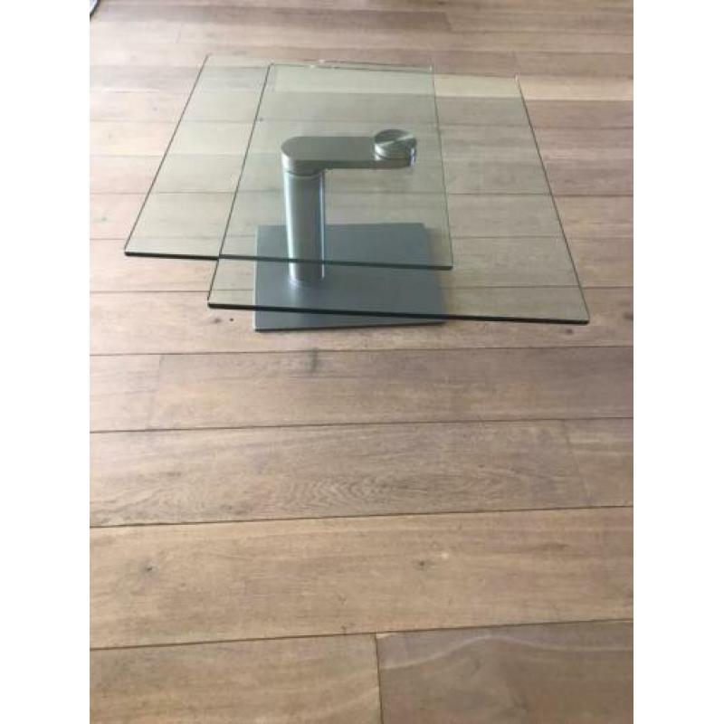 Industriële glazen salontafel!