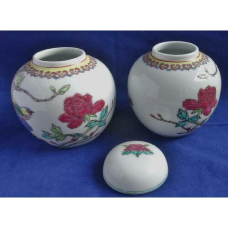 SET CHINESE GEMBERPOTTEN * Met FAZANT *
