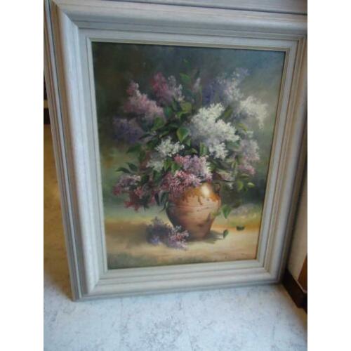 Prachtig groot bloemen schilderij gesigneerd