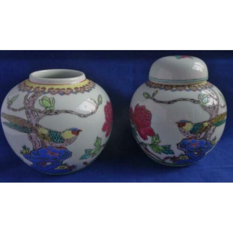 SET CHINESE GEMBERPOTTEN * Met FAZANT *