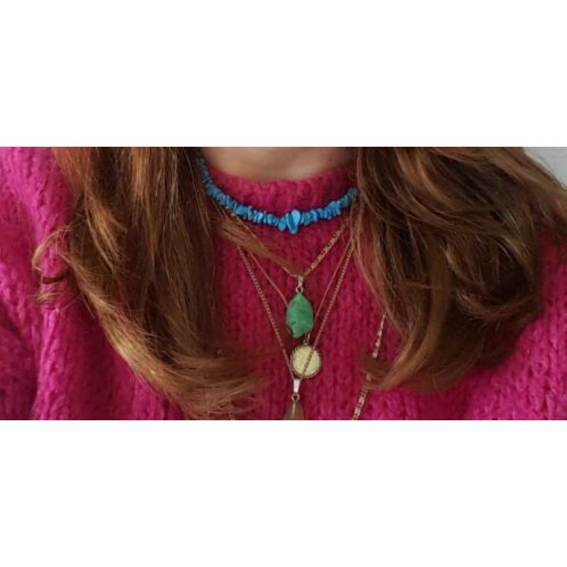 Vintage turqueniet ketting en armband. Romy Boomsma stijl