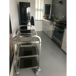 RVS trolley op wielen