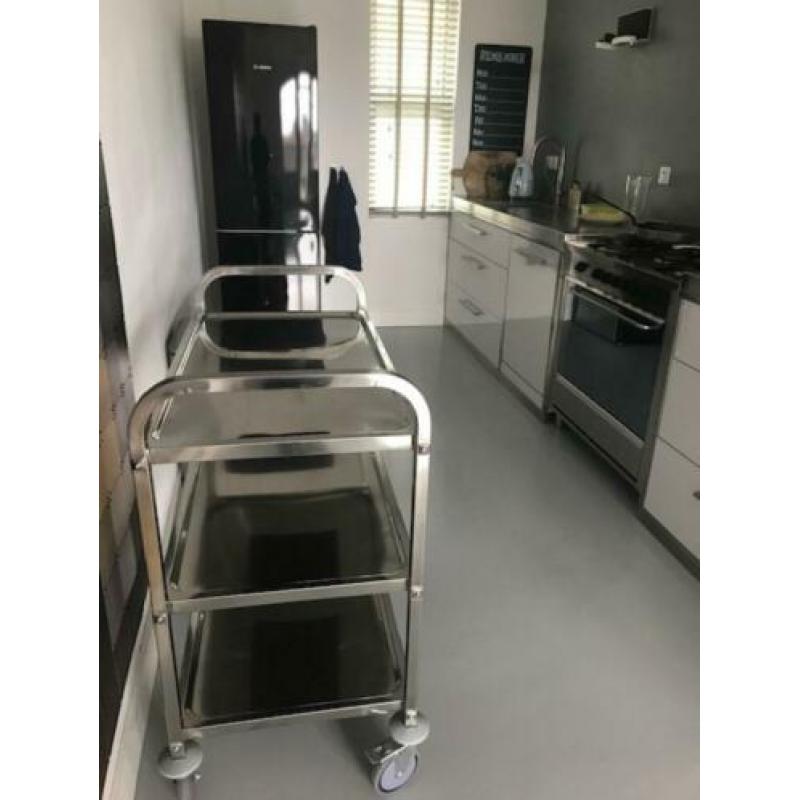 RVS trolley op wielen
