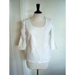 witte top met aangerimpelde mouw maat 40