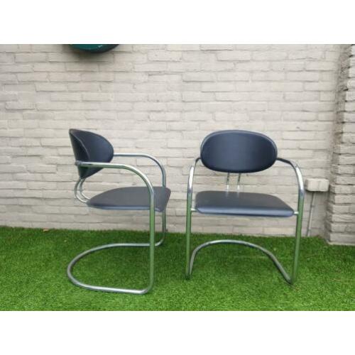 Vintage effezeta eetkamerstoelen Italiaans design buisframe