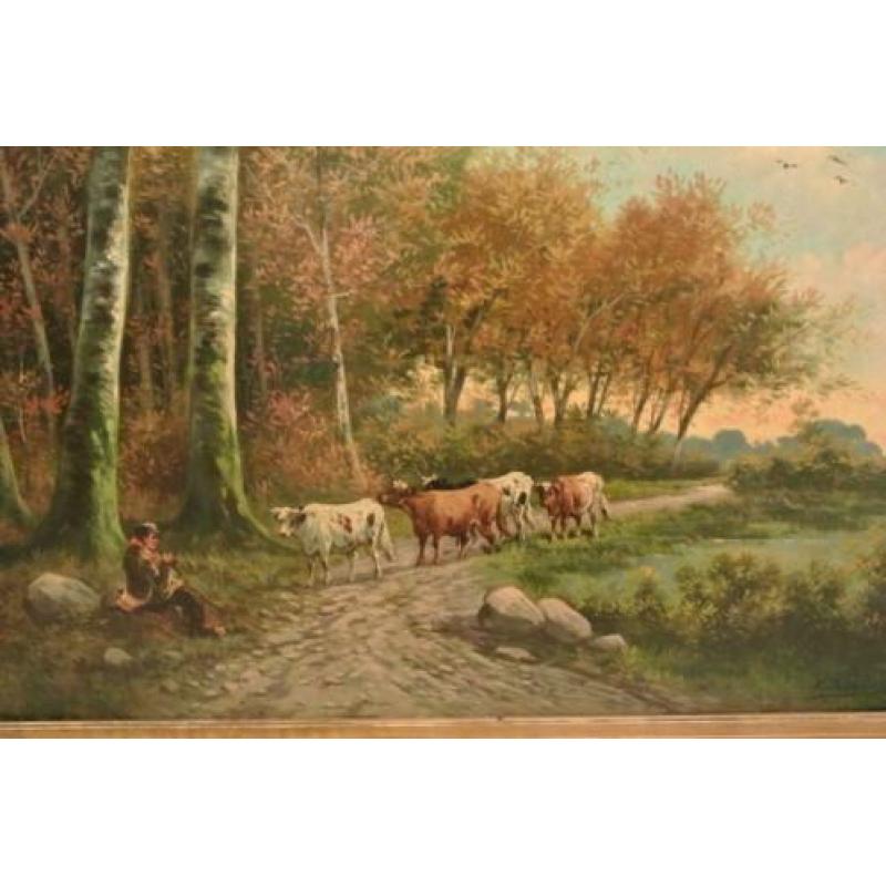 Paul Henry Schouten 1860-1922 Wandelende Koeien/Bospad/Boer