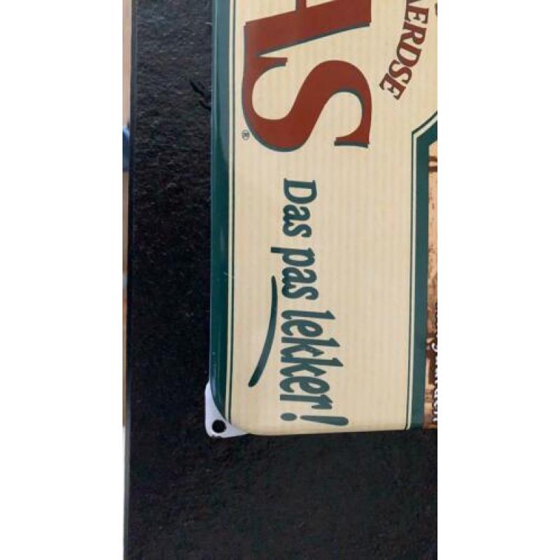 Emaille reclamebord mancave café DAS bier