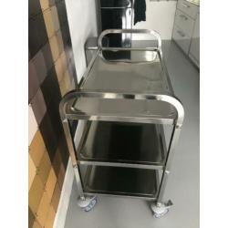 RVS trolley op wielen