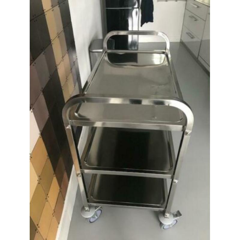 RVS trolley op wielen