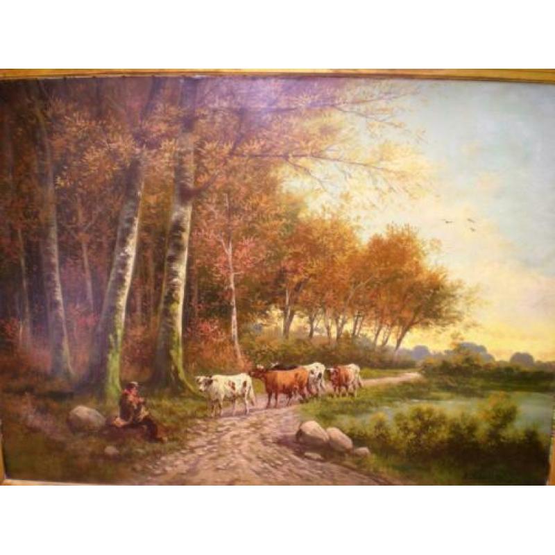 Paul Henry Schouten 1860-1922 Wandelende Koeien/Bospad/Boer