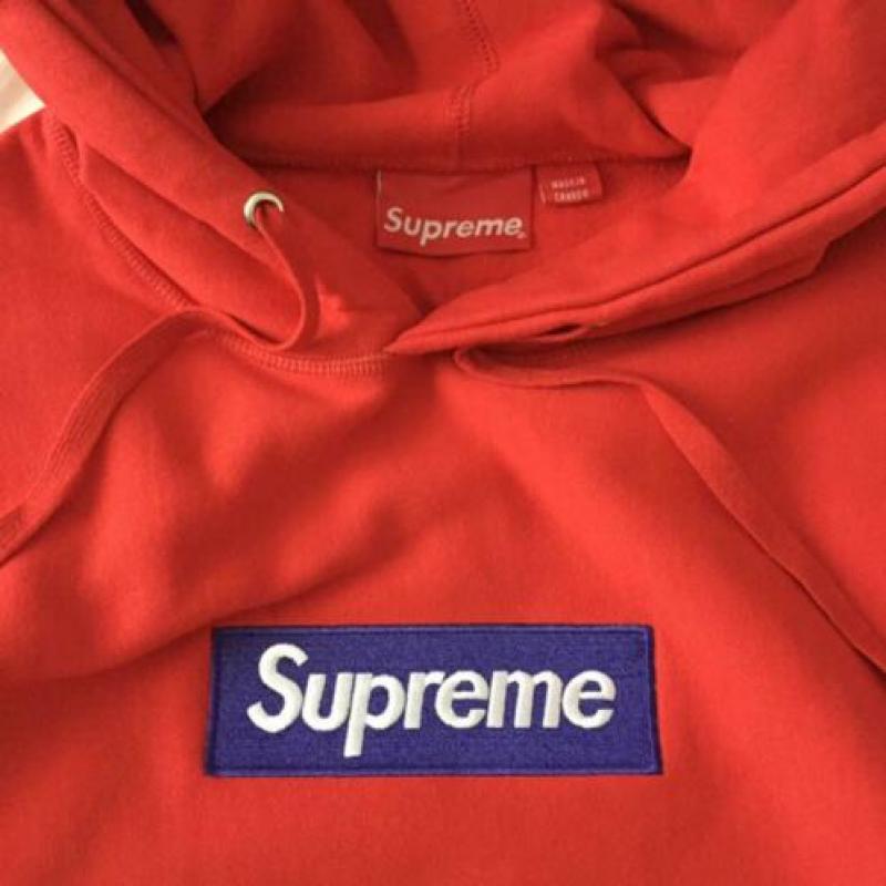 Rode Supreme box logo hoodie seizoen 17FW trui rood paars